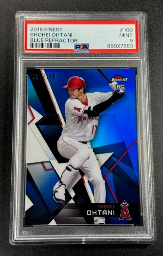 SHOHEI OHTANI 2018 TOPPS FINEST #100 BLUE REFRACTOR ROOKIE RC 28/150 PSA 9 MLB