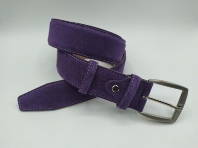 Herren Wildledergürtel lila 4 cm aus echtem Leder Made in Italy