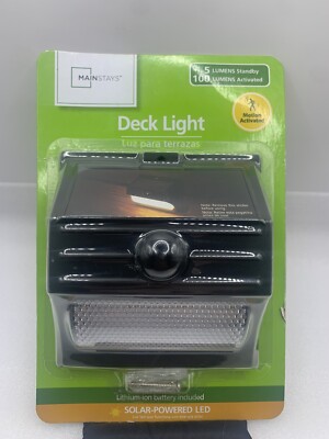 Mainstays LED Deck Light 5 Lumens standby 100 Lumens Activated Broken Seal N1