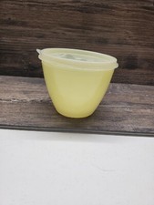 Vtg Tupperware Refrigerator Bowl w/Lid 148-11 Sheer Yellow Clear Lid USA Made