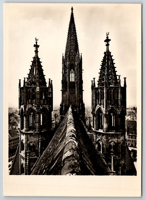 c1960s The Munster of Freiburg East West Towers Gothic Vintage Postcard