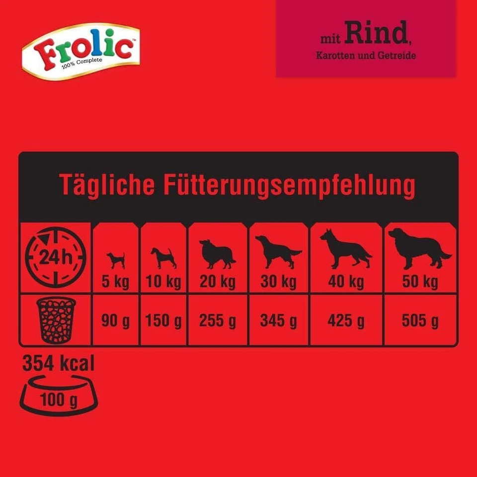 Frolic Hundefutter Trockenfutter mit Rind, Karotten Getreide, 3 Beutel (3 x 3kg) - Bild 4 von 4