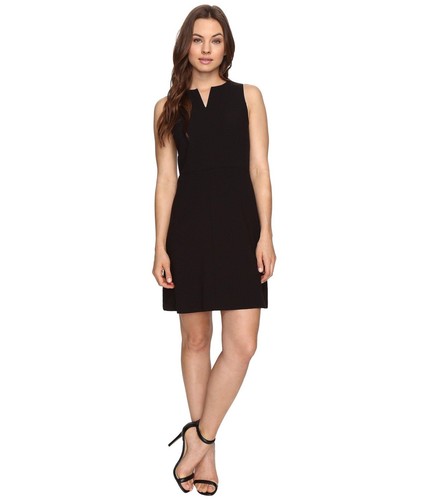 Kensi Women’s Sleeveless Sleek V-Neck Stretchy A-Line Crepe Dress Black SML - Picture 2 of 4