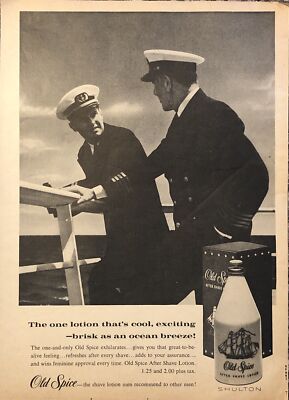 1962 Old Spice After Shave PRINT AD US Navy Brisk Ocean Breeze VTG 1960s Shulton