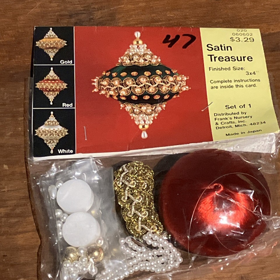 Vintage Beaded Satin Christmas Ornament Kits Walco Satin Treasure 2