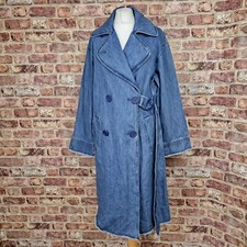Max Mara Max&co Denim Overcoat Doublebreasted Raw Edge Calf Length Belt- New