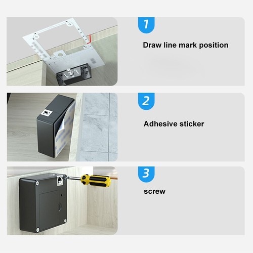 Smart Elektroschloss Schranktür Induktionsschloss NFC Unterstützung verstecktes Schrankschloss - Bild 7 von 16