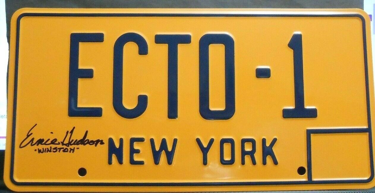 GHOSTBUSTERS ERNIE HUDSON WINSTON ZEDDEMORE ECTO-1 LICENSE RARE Limited time for free shipping SIGNED PLATE OFFicial