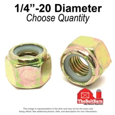 1/4"-20 Grade 8 Nylon Insert Lock Nuts Zinc Yellow Coarse Thread (Pick Qty)