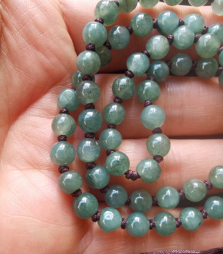 24" 6mm round natural green jadeite jade stone beaded Necklace for pendant charm - 第 5/8 張圖片