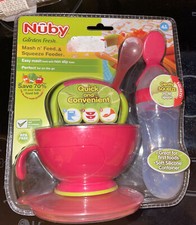 Nuby Garden Fresh Mash N' Feed  Squeeze Feeder Set Ages 4mo New In Pkg BPA Fre