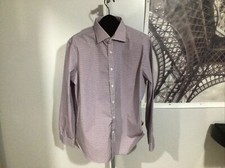 Michael Kors Plaid Purple Cotton Slim Fit Dress Shirt 16.5/ 32 XL