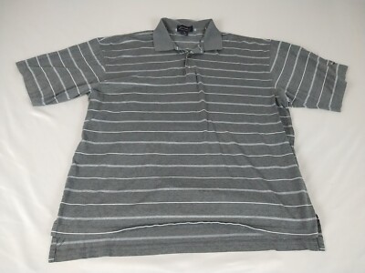Byron Nelson Eleven Straight Polo Shirt Mens XL Gray Stripe Shirt Sleeve Stretch
