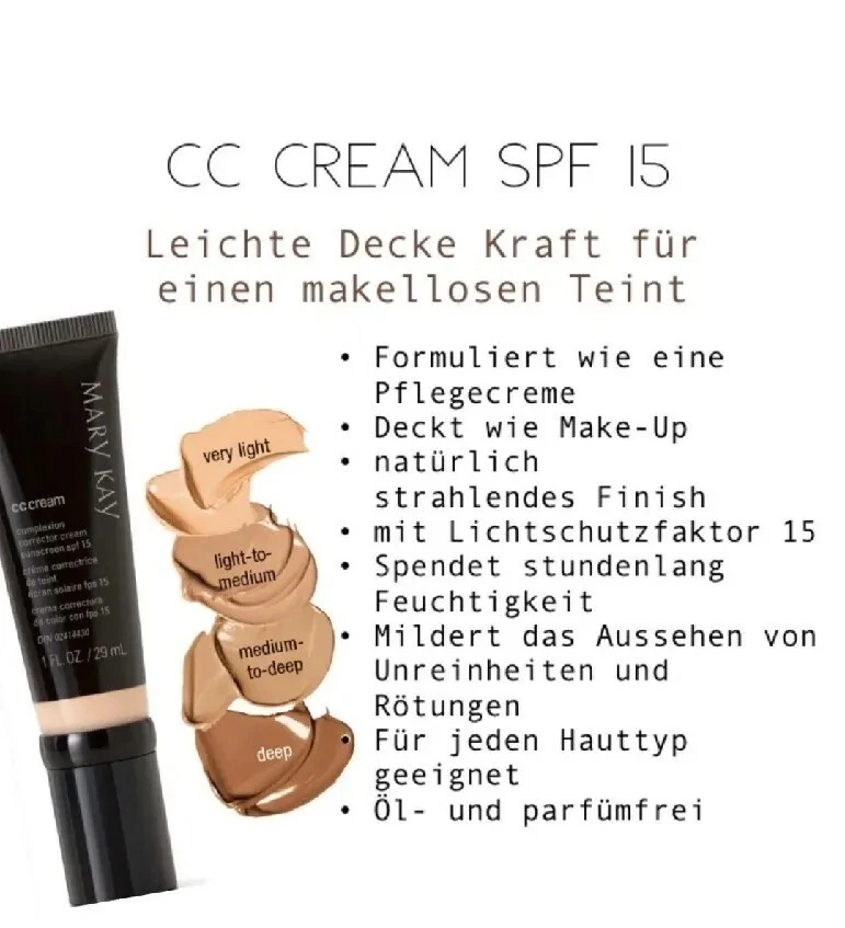 Mary Kay CC Cream LSF 15 Light to Medium, mittlere Schutz  29 ml MHD 01/27🌺OVP  - Bild 3 von 4