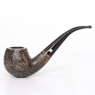 Briar Tobacco Pipe Handmade Curved 9mm Filter Stem Sandblasted Wood Smoking Pipe