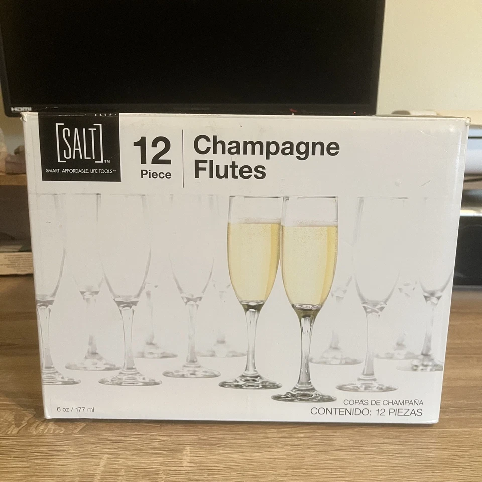Набор флейт для шампанского 12, 6 унций классические бокалы для шампанского с жемчугом - Изображение 3 из 3
