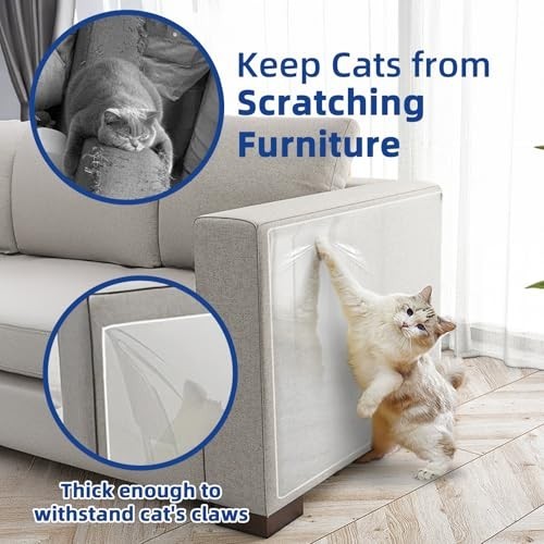 Protezione Divano Graffi Gatto Trasparente (42CMx5M): TOOSOFt PVC Antigraffio Ga foto 4