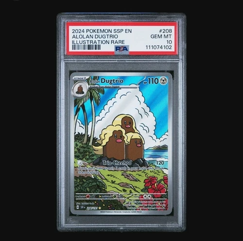 PSA 10 GEM MT Alolan Dugtrio #208 Illustration Rare Pokemon Surging Sparks EN 20