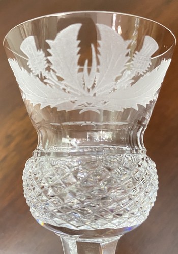 Edinburgh Cut Crystal Thistle Bloom Floral 3 1/4” Cordial Liqueur Glass Signed - Picture 2 of 6