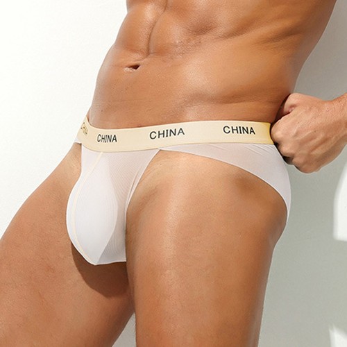 Men Ice Silk Seamless Briefs High Fork Bulge Pouch Sheer Low Rise Underwear - Picture 6 of 22