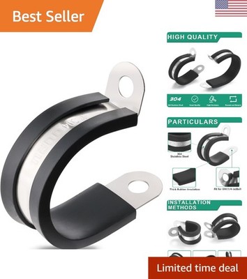 50PCS 1-Inch Stainless Steel Cable Clamps with Rubber Insulation for Durability
