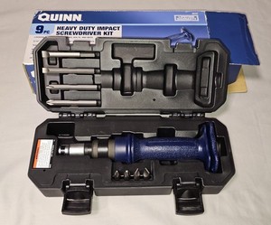 Quinn Heavy Duty Impact Screwdriver 9pc Kit 58151 (Driver, short, and long bits)