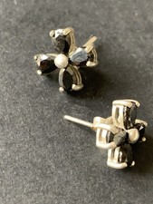 Black Sapphire Four Stone 925 Sterling Silver 13mm Stud Earrings Women Jewelry