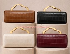 Crocodile Pattern Slim Rectangle Party Evening Wedding Bridal Handle Clutch Bag
