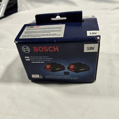 (2) BOSCH 18V 4.0 Ah Batteries GBA18V40-2PK (New In Retail Packaging)