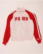 PUMA Mens Graphic Tracksuit Top Jacket XS White Colourblock BJ07