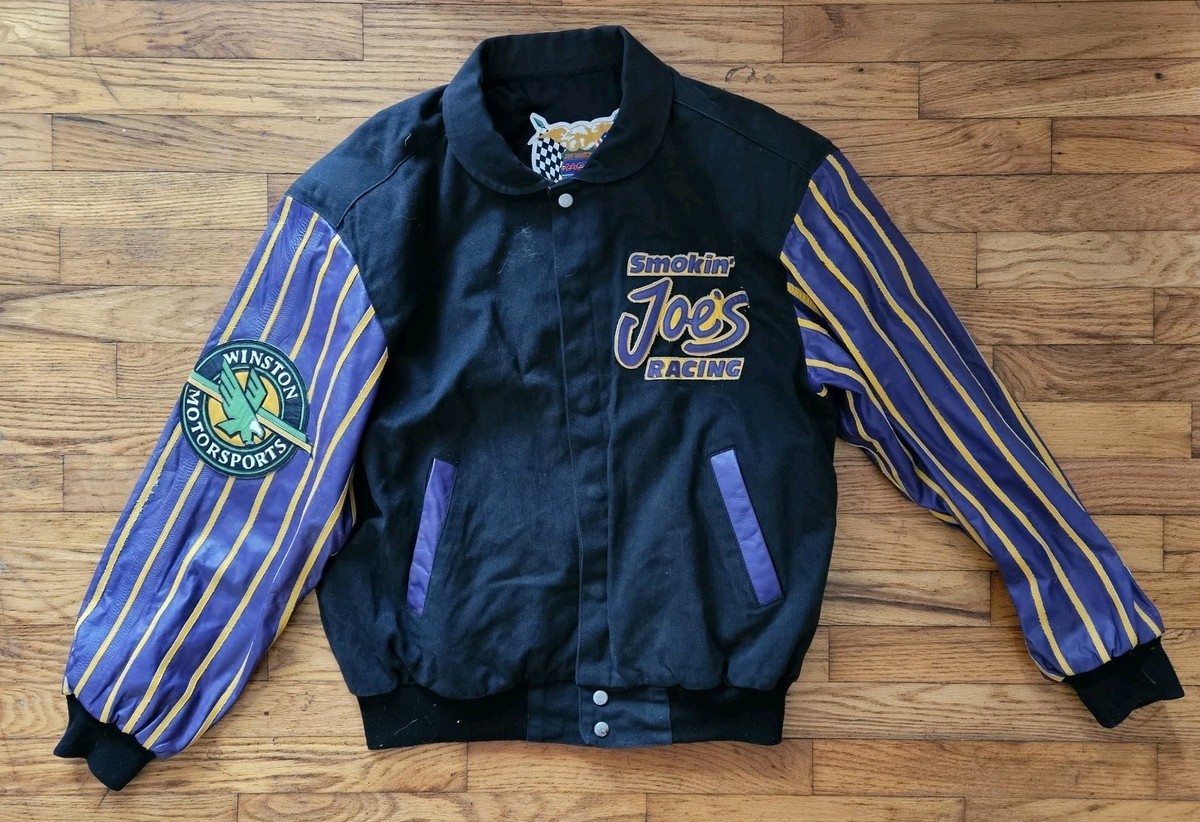Vtg 90s Smokin Joe's Racing Jacket Jeff Hamilton Camel Winston
