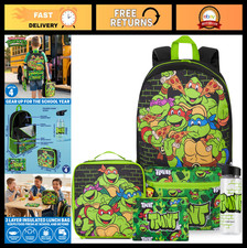 Teenage Mutant Ninja Turtles Boys Backpack Set 4 Pc with Insulated Lunch Bag, Pe