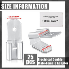 25 Pcs Double Piggyback Spade Connectors Electrical Double Male Female Adapte...