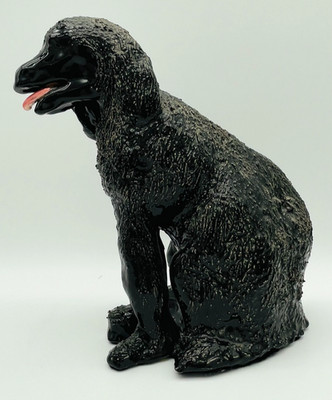 Vintage MCM Large Ceramic Black Standard Poodle Dog Figurine 11 in Tall Poodles