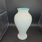 VTG Royal Haeger  Vase Lava Textured Glaze White Turquoise 9.25 In USA # 4031