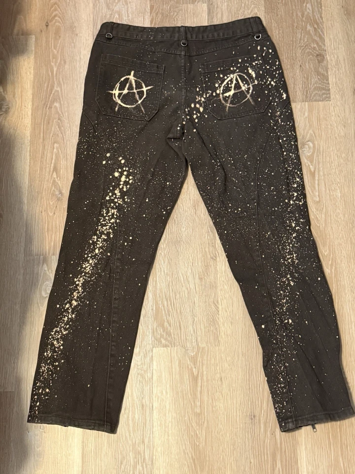 Hot Topic Goth Emo Grunge Skater Graphic Print Zip Pants - Image 2 of 4