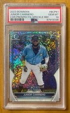 2023 Bowman Chrome Speckle Refractor Junior Caminero #/299 1STRC PSA 10 GEM MINT