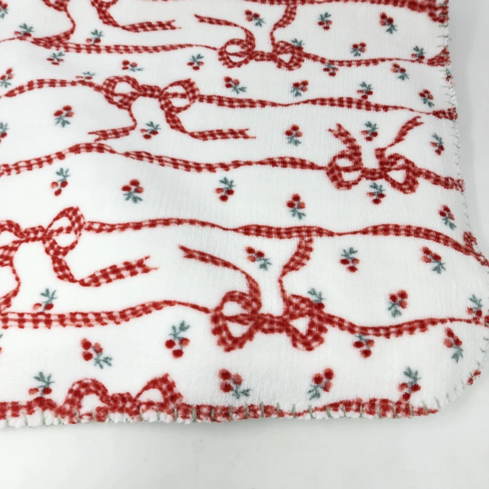 Детское праздничное мягкое рождественское одеяло Laura Ashley с бантами из ягод имбиря - Изображение 4 из 4