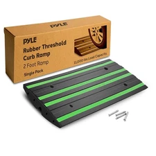Pyle 2 Ft. Single Pack Rubber Threshold Curved Curb-Side Ramp (Green)