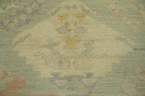 Authentischer Oushak türkischer Wohnzimmerteppich handgeknüpft Wolle 9x12 Fuß - Bild 6 von 13