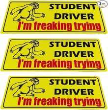 3PCS Funny "I'm Freaking Trying" Student Driver Magnet for Car, Reflective New D