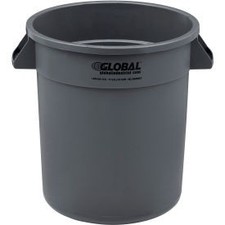 Industrial Plastic Trash Can 10 Gallon Gray Industrial 240456GY 020027027309
