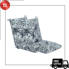 Set of 2 Outdoor Chair Cushions 38x18x4.5", Patio Furniture Pads, Jungle Leopard