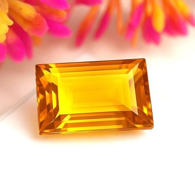 Stunning Ceylon Natural Emerald Cut 10-12 Ct Yellow Sapphire Loose Gemstone