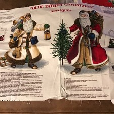 Holiday/Christmas Fabric Iron-On Appliques Panel Olde Father Christmas