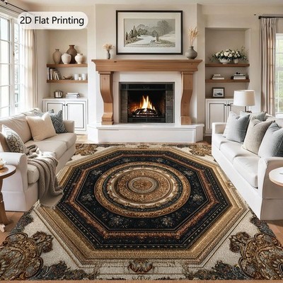 850G/M² Velvet Area Rug, Machine Washable Bohemian Large Rug, Non-Slip Backing