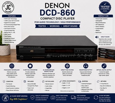 Denon DCD-860 Compact Disc Player PCM Audio Technology Tested Works