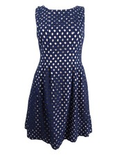 Vince Camuto Women's Cutout A-Line Dress (4, Navy/Nude)