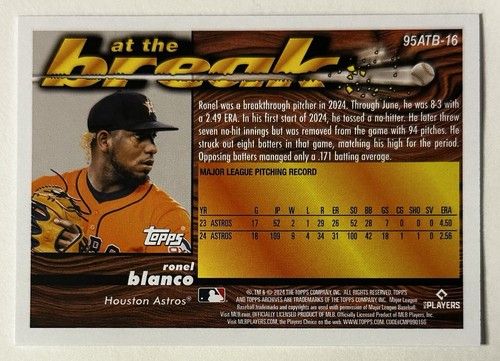 2024 Topps Archives At The Break Karte #95ATB-16 Ronel Blanco Houston Astros RC - Bild 4 von 6