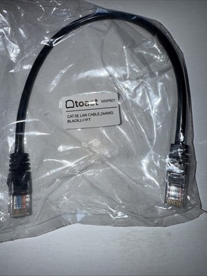 Toast Cable Cat 5E LAN 24AGW Black 1FT  MNP601